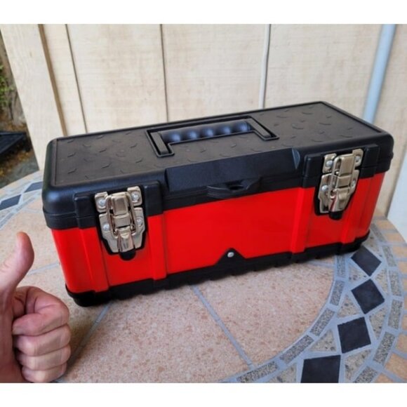 Metal Tool Box Steel 16" Inch Tool Organizer Box Durable Portable Tool Box - Picture 1 of 2